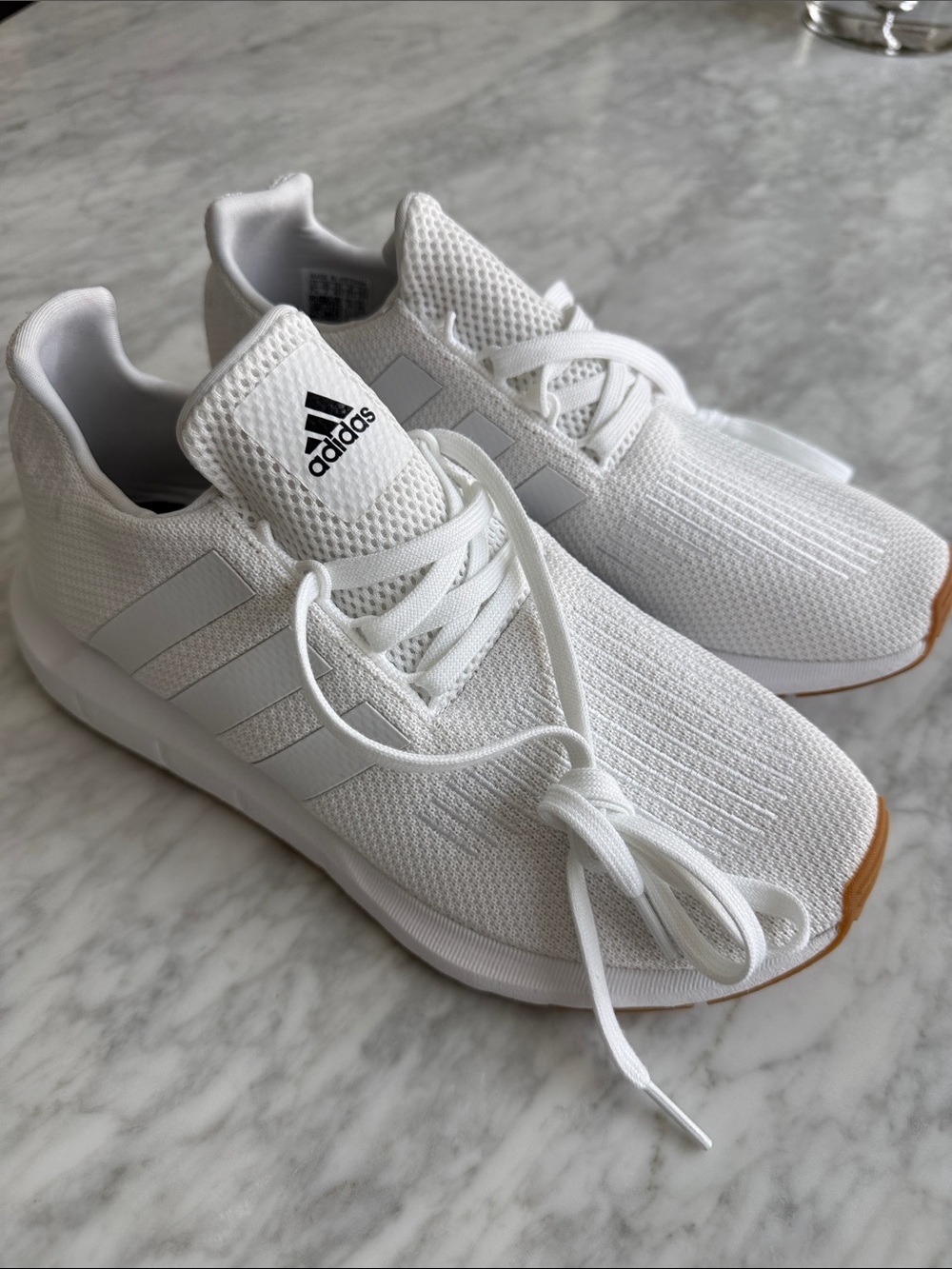 adidas Men’s White Knit Lifestyle Sneakers with Gum Outsole